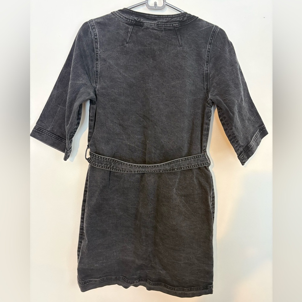 M.I.H Black 100% Cotton Button-Down Utility Denim Dress Summer Travel Grunge 90s - Picture 5 of 16
